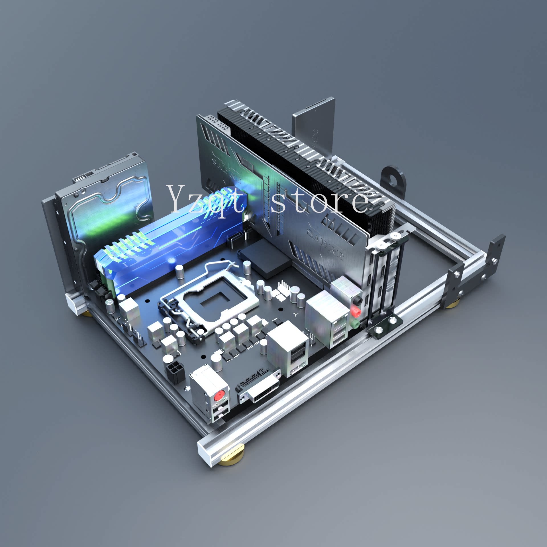 Mini Itx Case Water Cooling Support - Aluminum alloy, open computer case, support