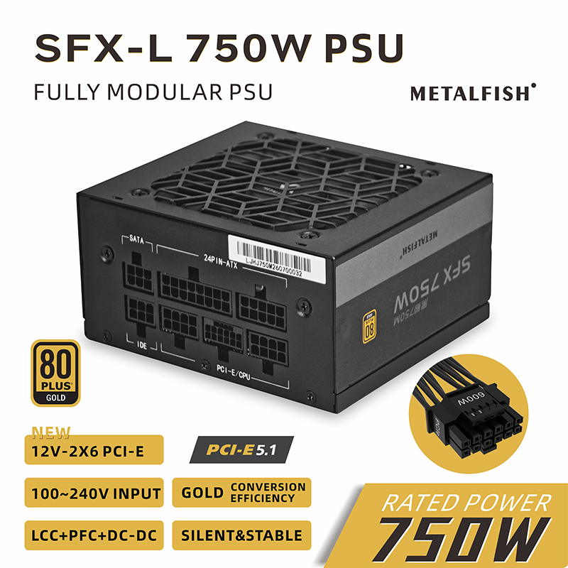 METALFISH SFX 750W 80PLUS Gold - Sfx Power Supply 750W Gold recension och pris